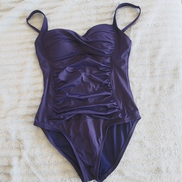 Liz Claiborne Navy 1 Piece Swimsuit - Picture 1 of 13